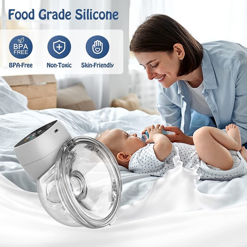 low noise and painless hands free electric breast pump with 3 mode & 9 levels, 24mm default and come with 17/19/21 mm 2